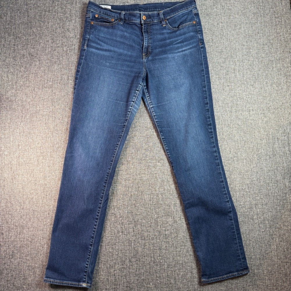 Womens Gap Classic Straight Jeans | 33 Waist - Size 16 | Tall Dark Wash Mid Rise - Picture 3 of 13